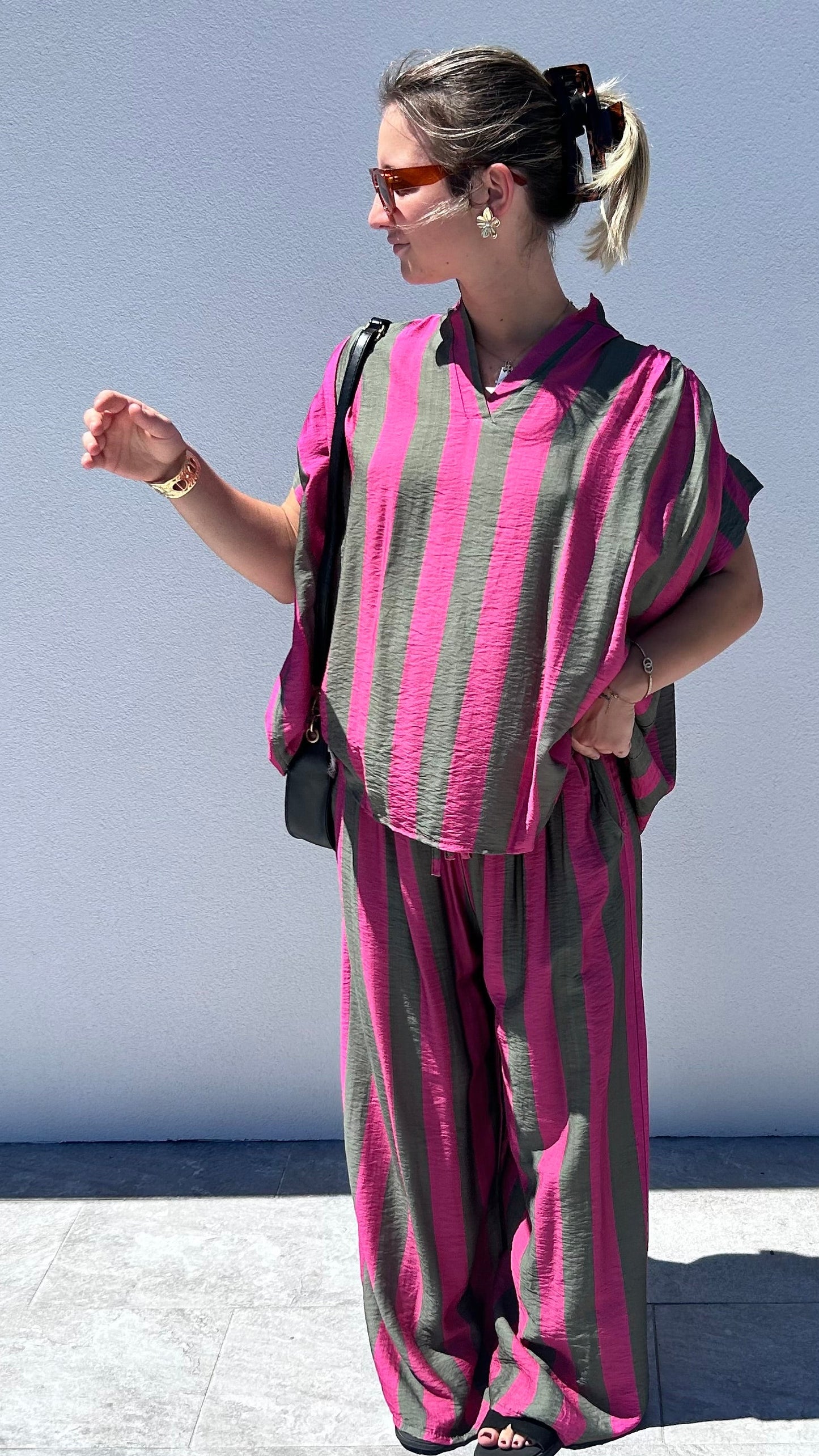 Ensemble Rayé MÉLINE – Fushia et Kaki