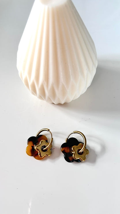 Boucles d’Oreilles BLOOM – Écaille & Doré