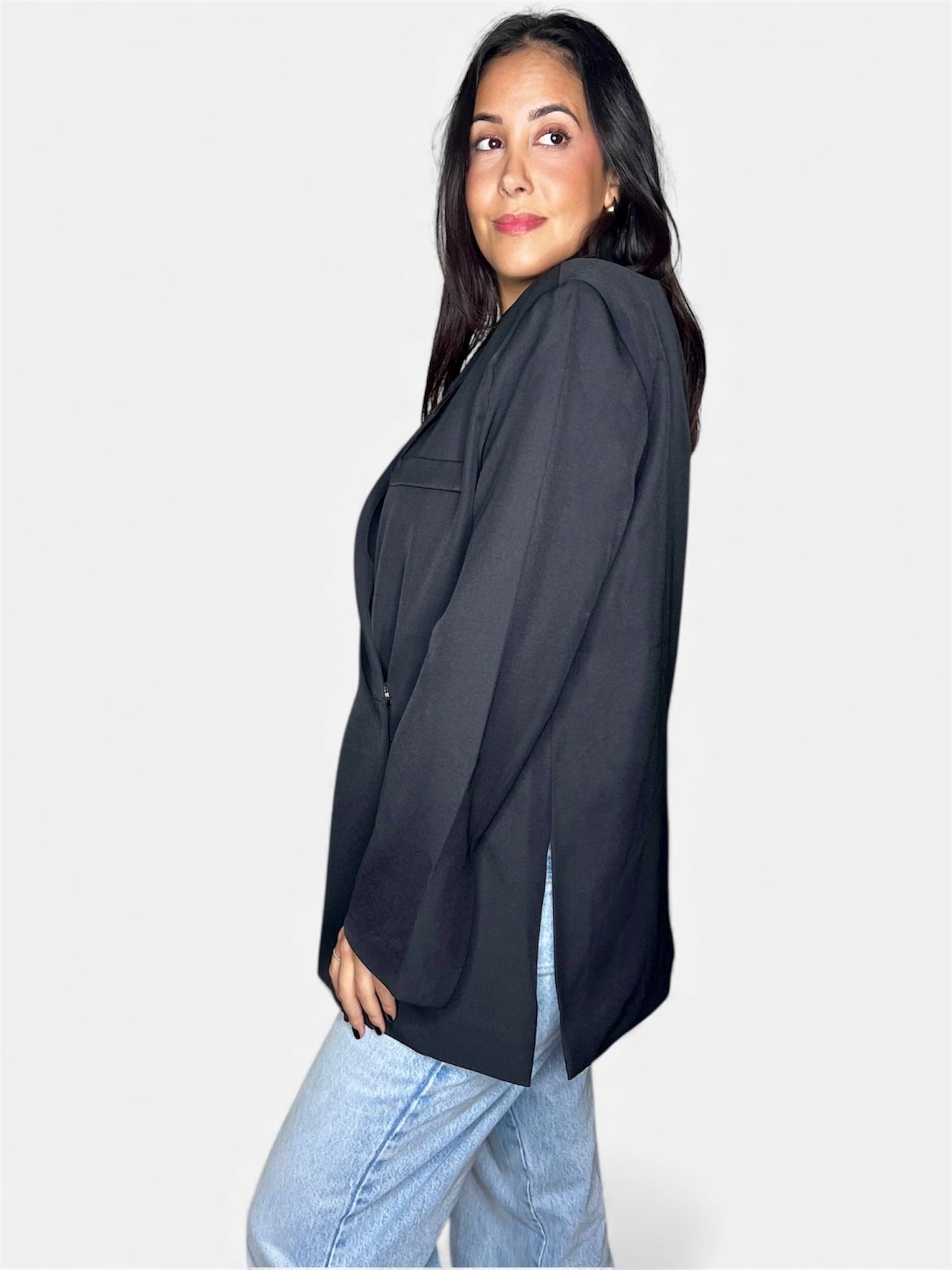 Blazer Oversize à Épaules Structurées - Noir Intemporel