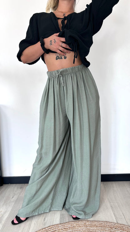 Pantalon Palazzo NINON – Kaki