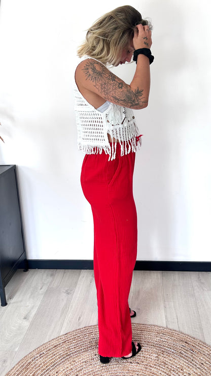 Pantalon Large Gaze de Coton DOLCE – Rouge