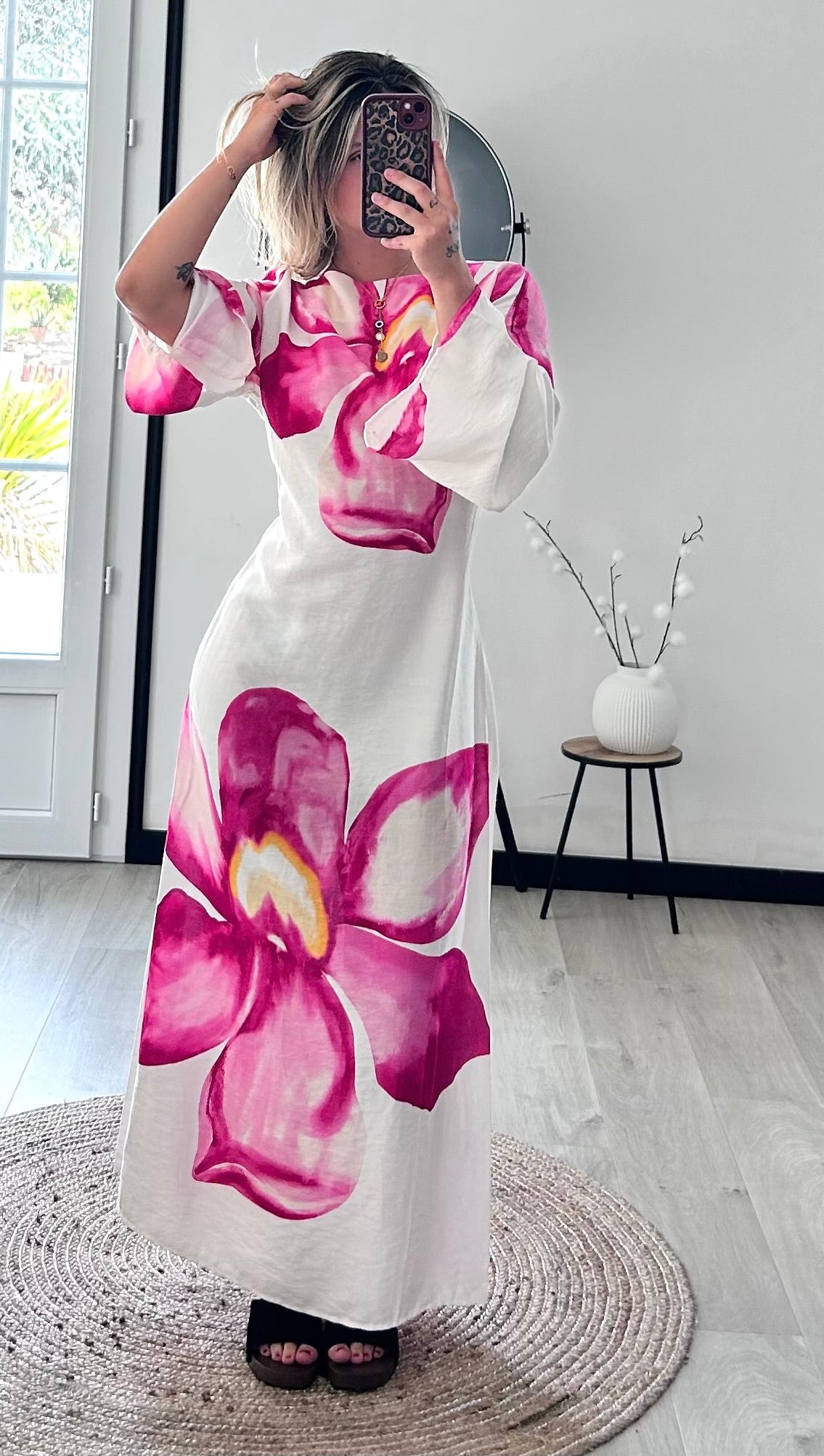 Robe longue fleurie LÉANA - Rose