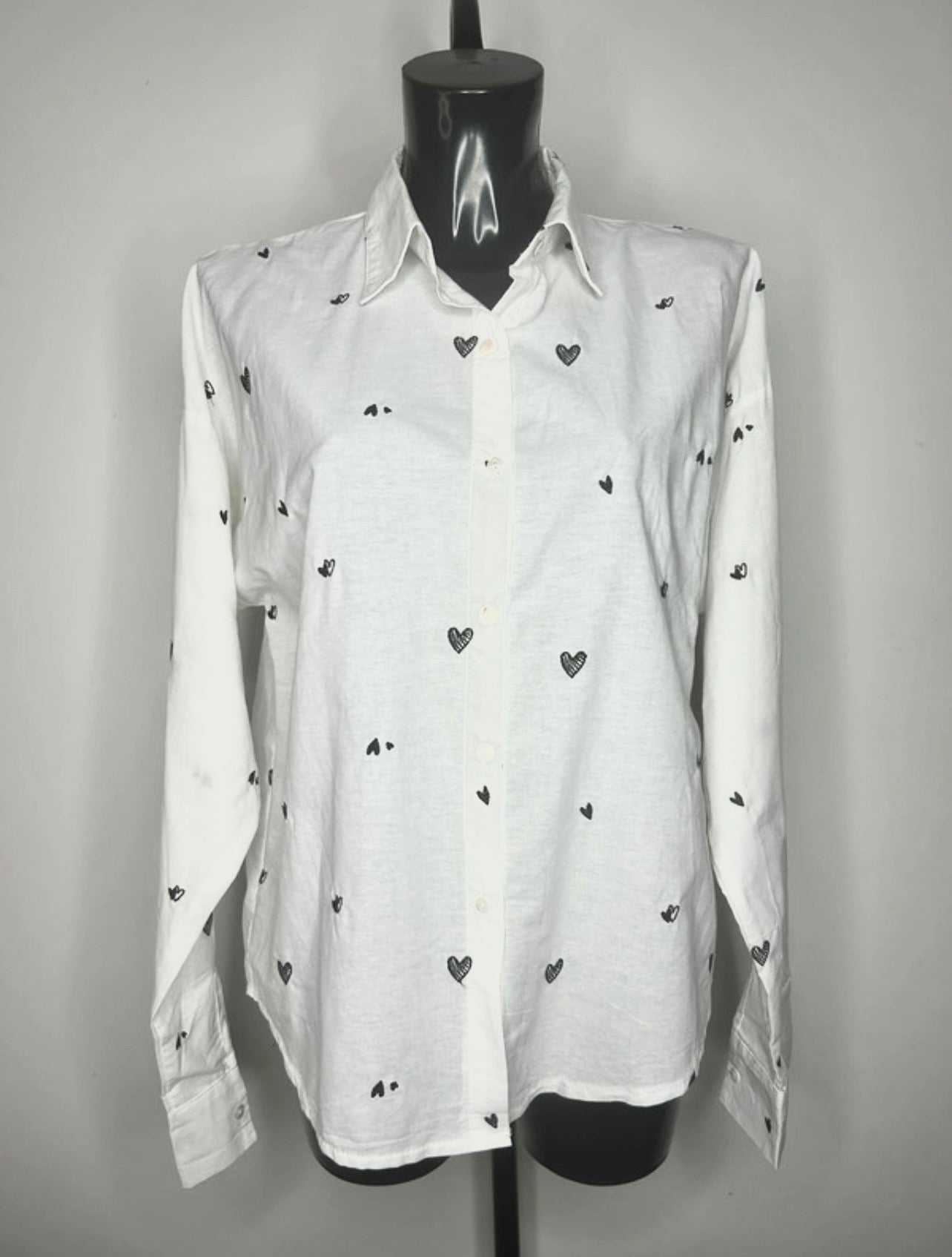 Chemisier Romantique - Broderies Cœurs