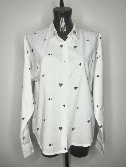 Chemisier Romantique - Broderies Cœurs