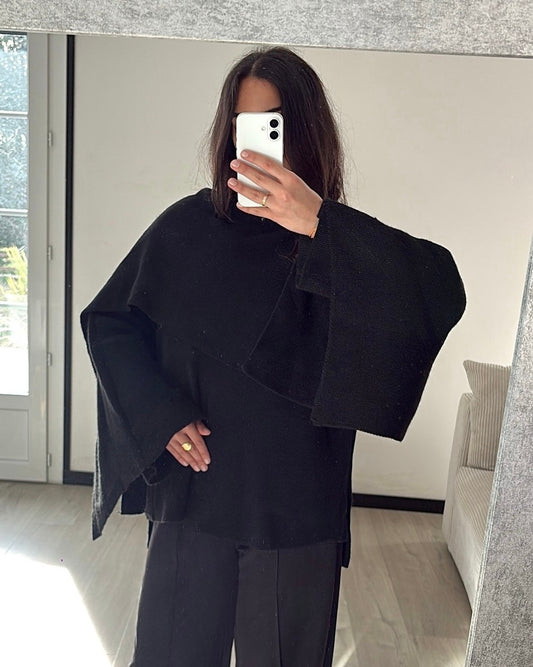 Cape Pull Mailles Structurées - Noir