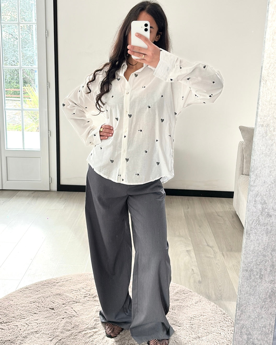 Chemisier Romantique - Broderies Cœurs