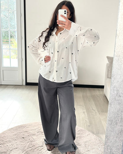 Chemisier Romantique - Broderies Cœurs