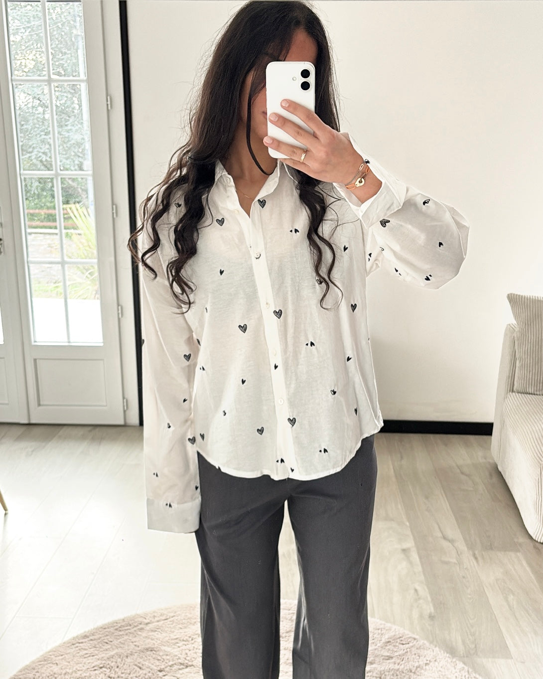 Chemisier Romantique - Broderies Cœurs