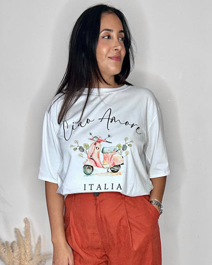 T-shirt "Ciao Amore Italia" - Blanc Intemporel