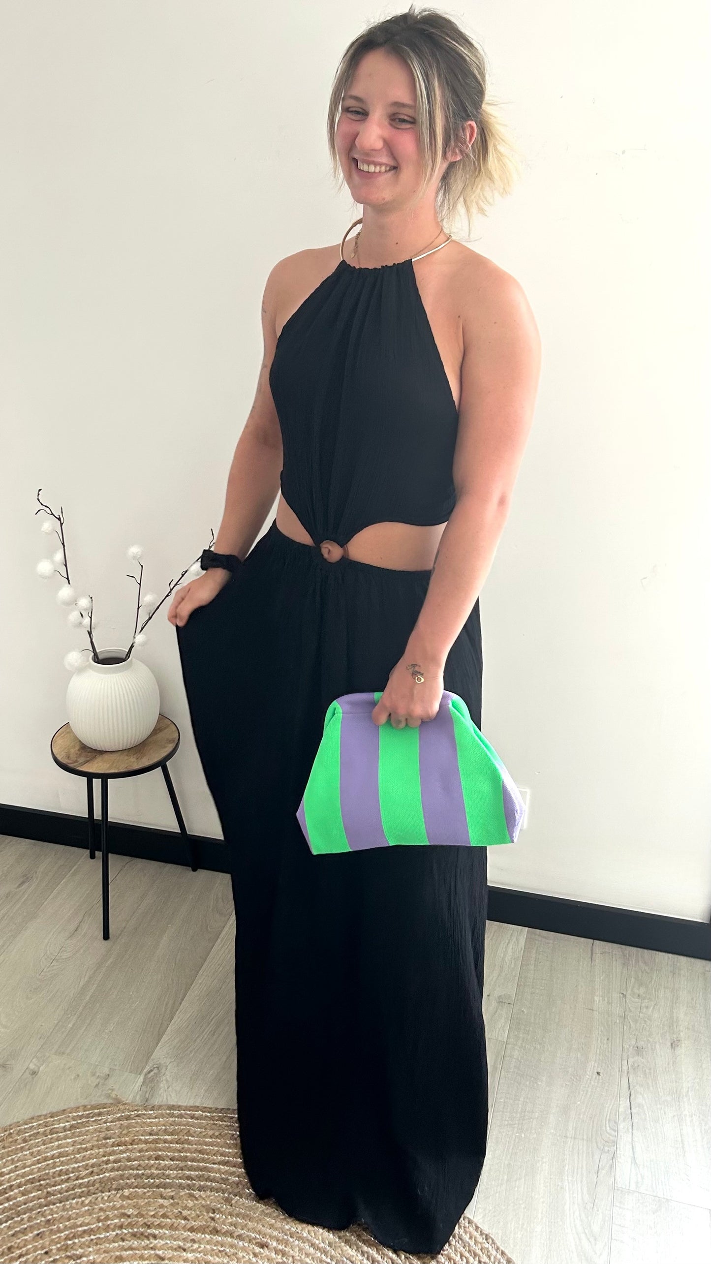 Robe Longue Dos Nu AMALIA – Noir