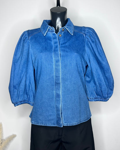 Chemise en Jean à Manches Bouffantes - Denim Medium