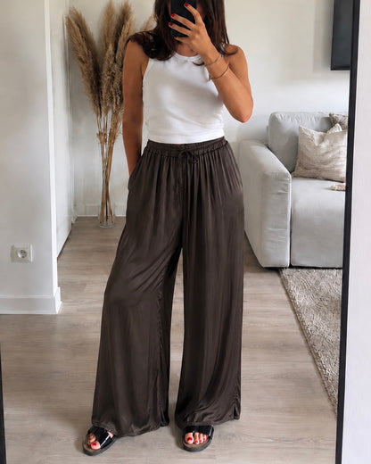 Palazzo Large Satiné GINA – Marron