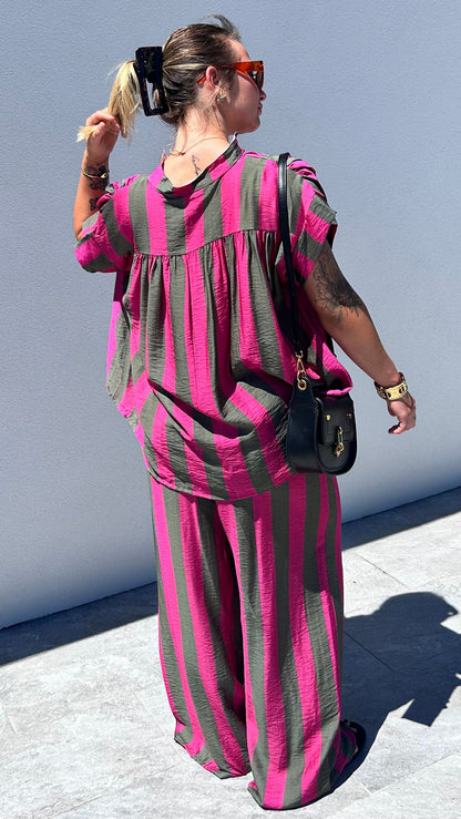 Ensemble Rayé MÉLINE – Fushia et Kaki