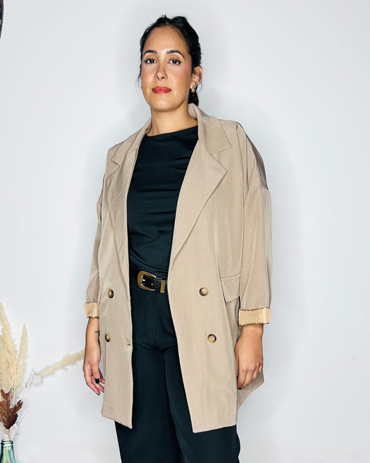 Blazer Oversize Double Boutonnage - Camel Sablé