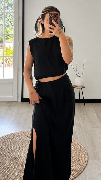 Ensemble Gaze de Coton MAËLYS – Noir
