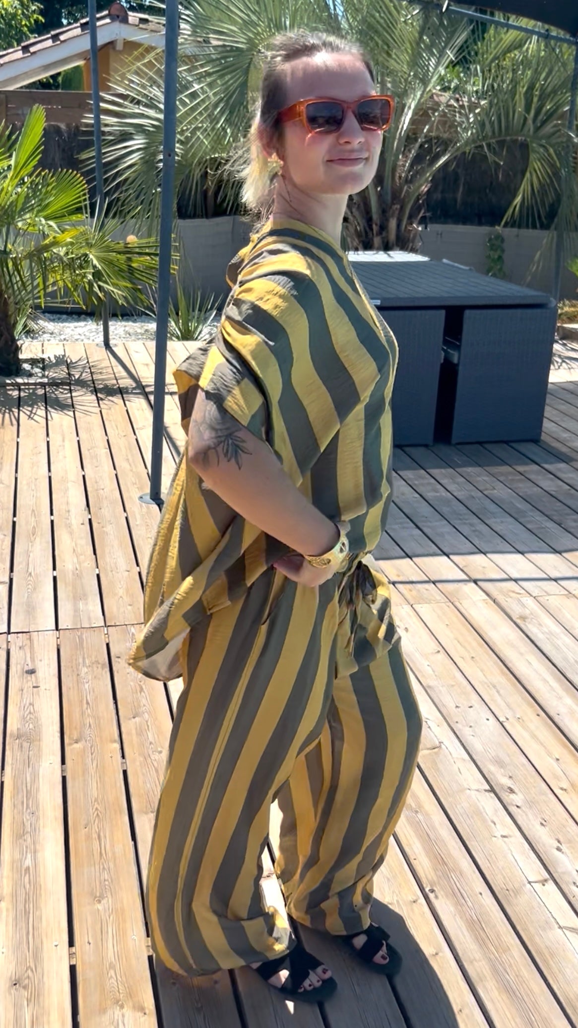 Ensemble Rayé MÉLINE – Kaki & Jaune