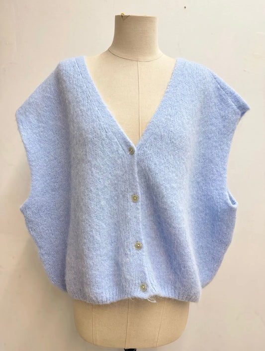 Gilet sans manches alpaga LUMEA – Bleu ciel