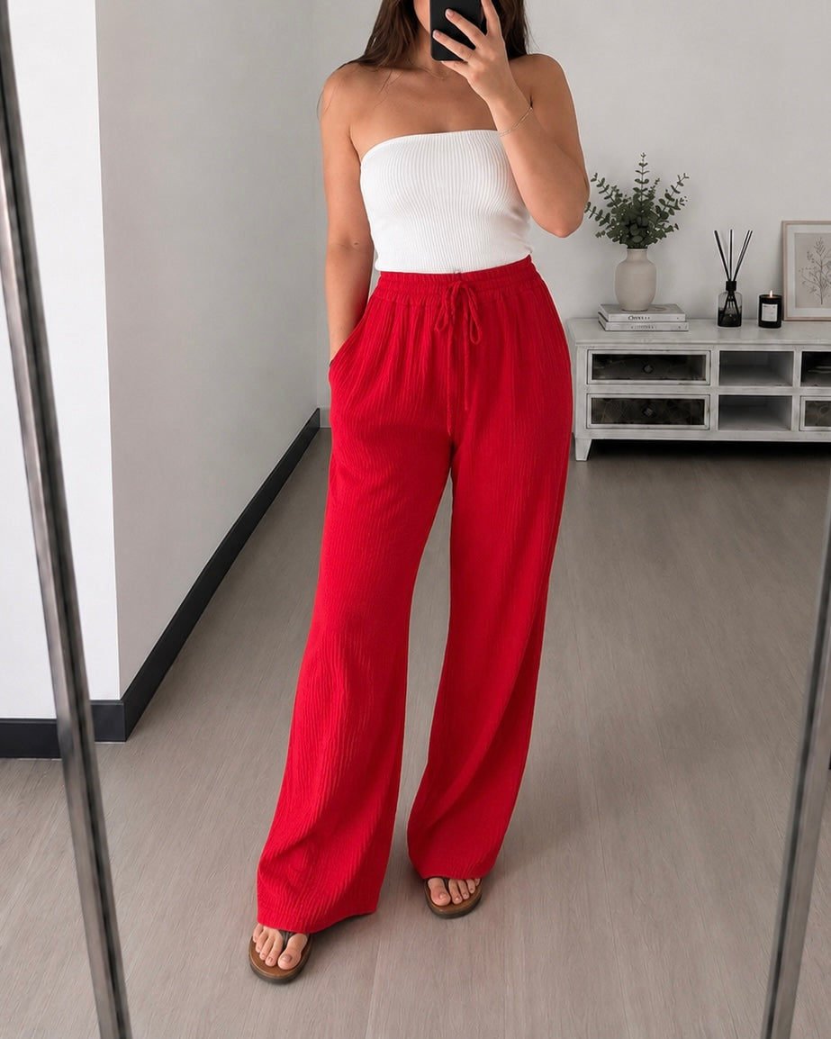 Pantalon Large Gaze de Coton DOLCE – Rouge