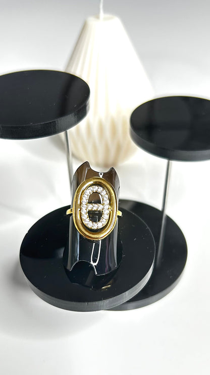 Bague HALO – Dorée Maille Marine