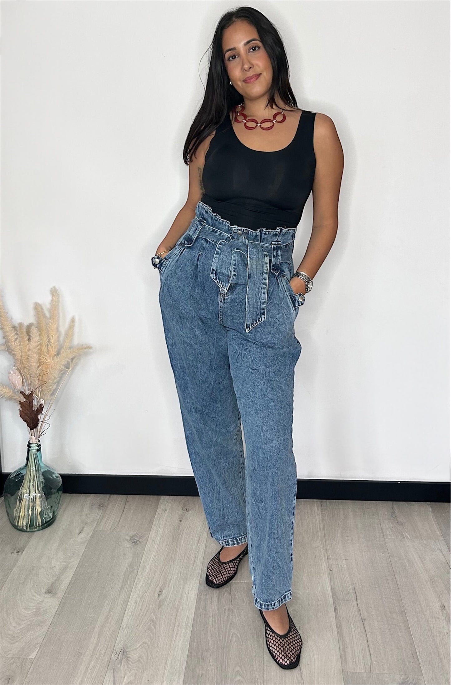 Jean taille haute noué