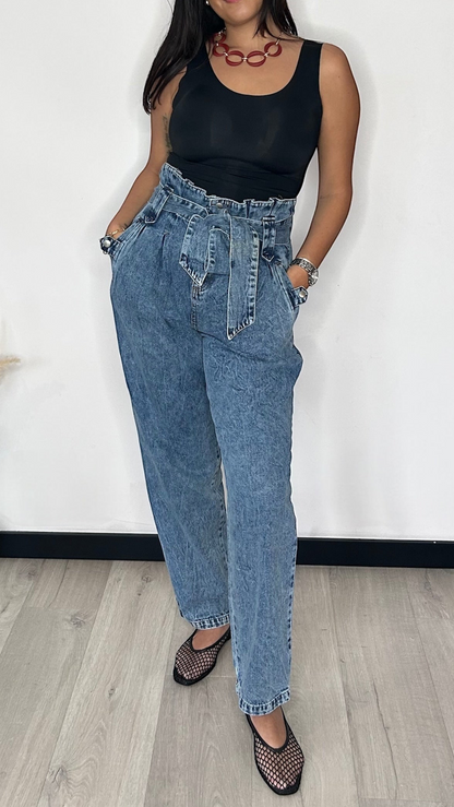 Jean taille haute noué