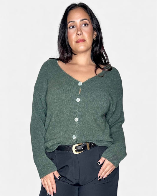 Gilet Douceur en Baby Alpaga - Vert Kaki