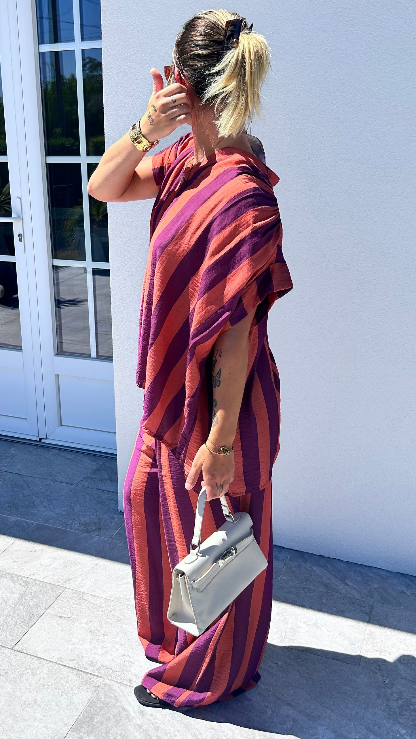 Ensemble Rayé MÉLINE – Terracotta et violet