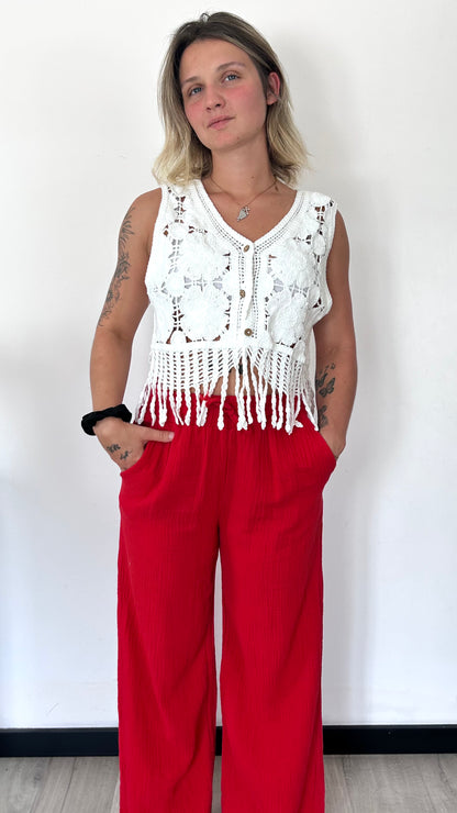 Pantalon Large Gaze de Coton DOLCE – Rouge