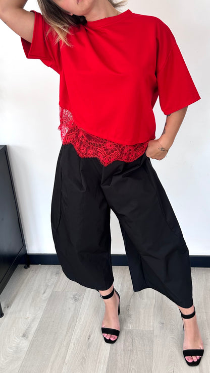 T-shirt Dentelle ROMY – Rouge