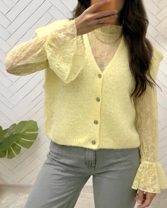 Top dentelle jaune LILA