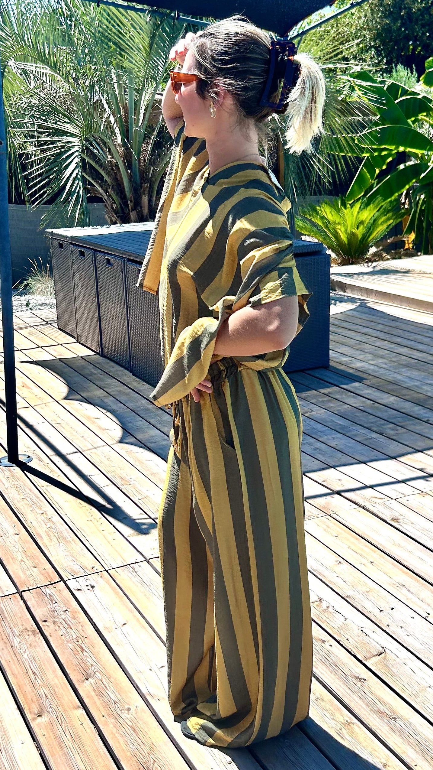 Ensemble Rayé MÉLINE – Kaki & Jaune
