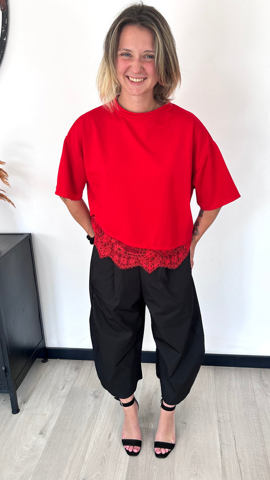 T-shirt Dentelle ROMY – Rouge