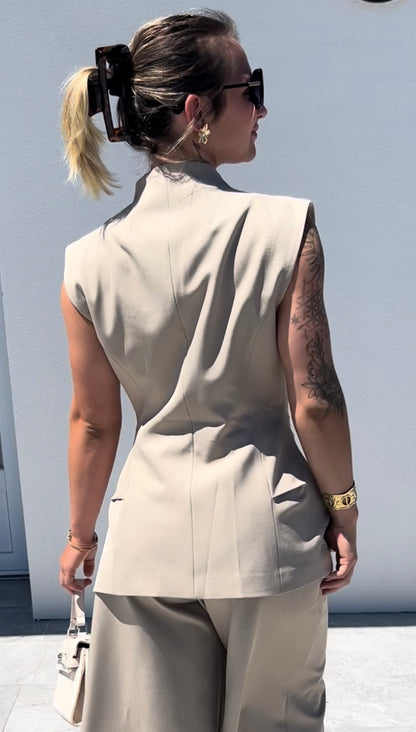 Veste Sans Manches CASSANDRE – Beige