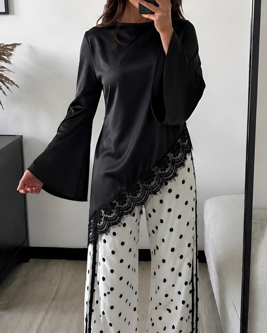 Top Long Asymétrique Dentelle ONYX