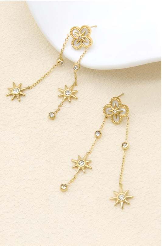 Boucles d'Oreilles Lyra - Cascade de Trèfles & Étoiles