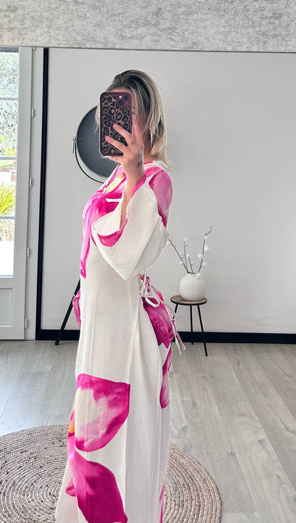 Robe longue fleurie LÉANA - Rose