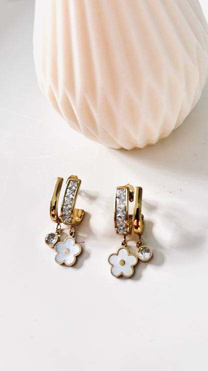 Boucles d’Oreilles LUCKY – Dorées & Nacre