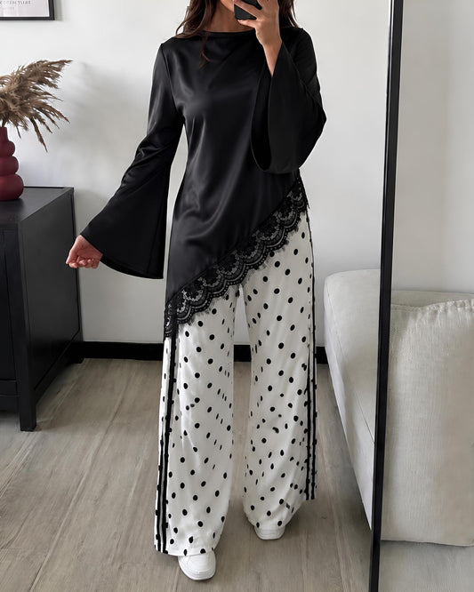 Top Long Asymétrique Dentelle ONYX