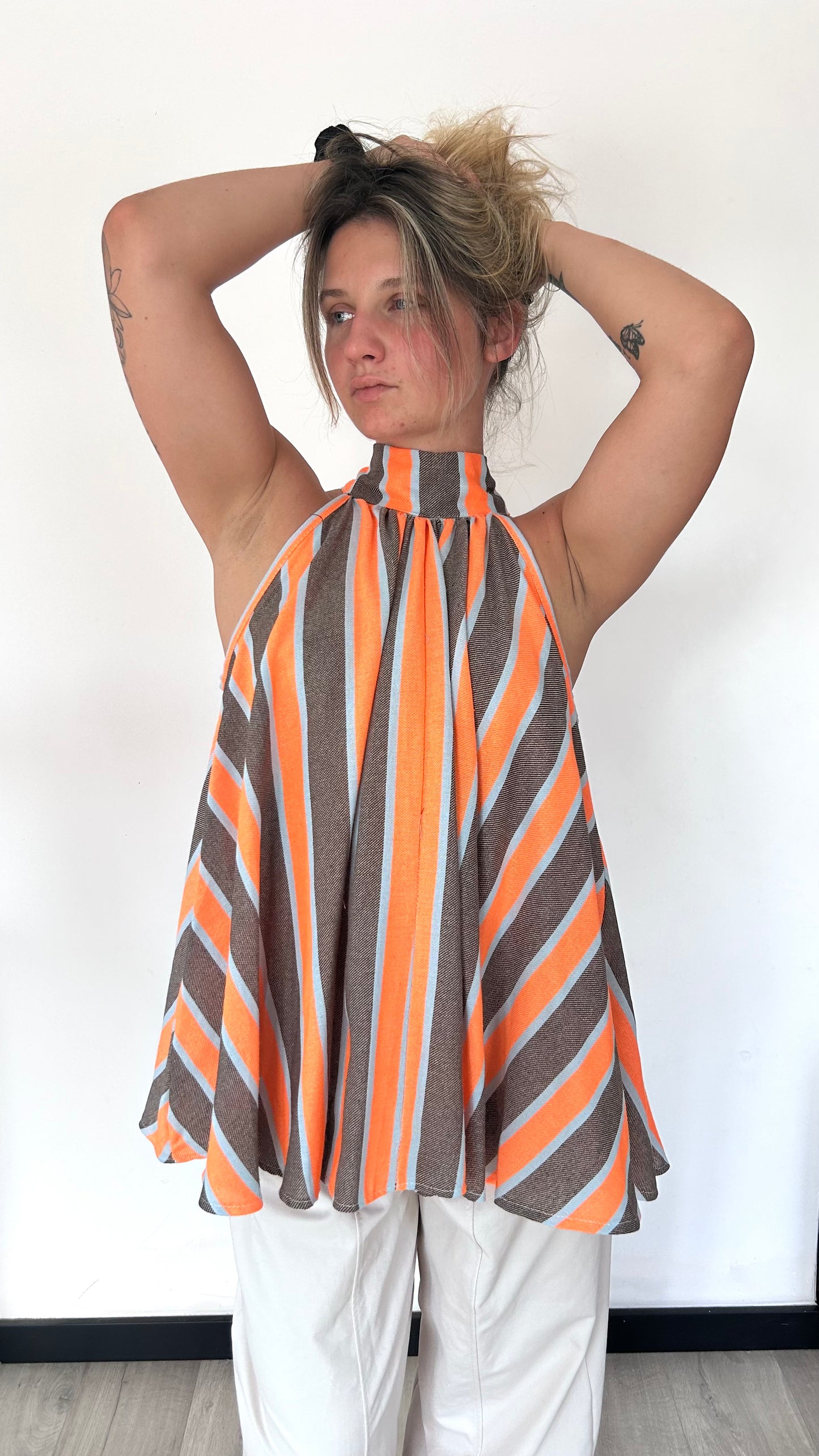 Top Dos Noué HAVA – Taupe & Orange