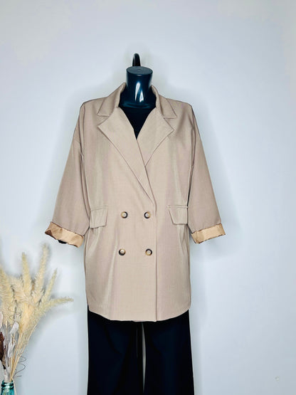 Blazer Oversize Double Boutonnage - Camel Sablé