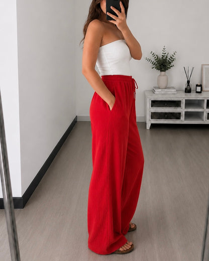 Pantalon Large Gaze de Coton DOLCE – Rouge