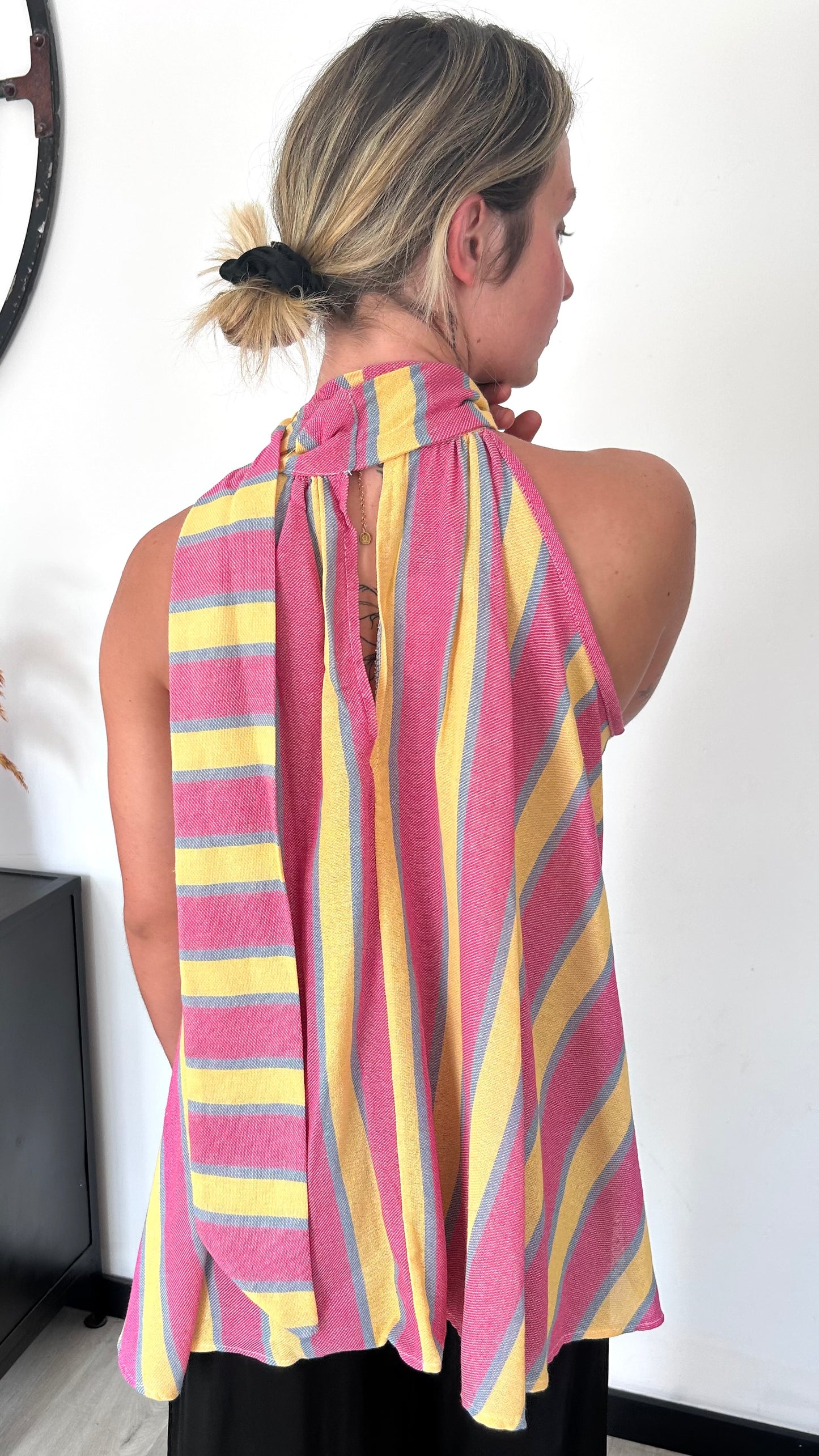 Top Dos Noué HAVA – Rose & Jaune