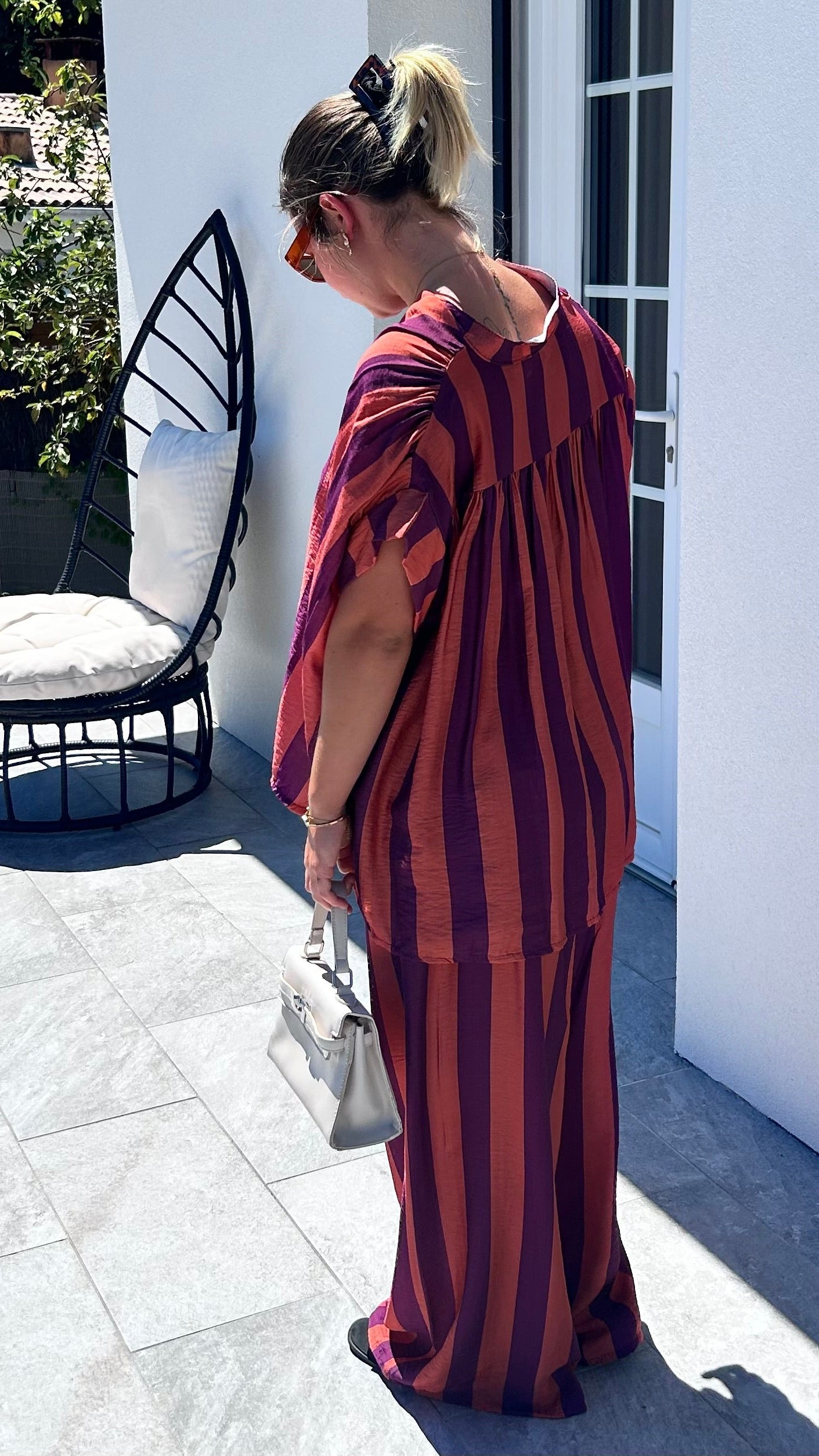 Ensemble Rayé MÉLINE – Terracotta et violet