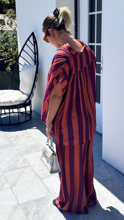 Ensemble Rayé MÉLINE – Terracotta et violet