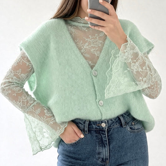 Gilet sans manches alpaga LUMEA – Vert d’eau