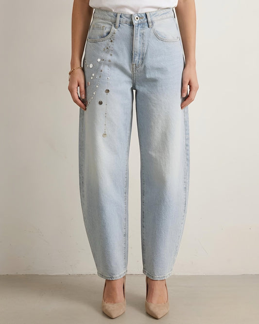 Jean barrel à clous AZÉLIE