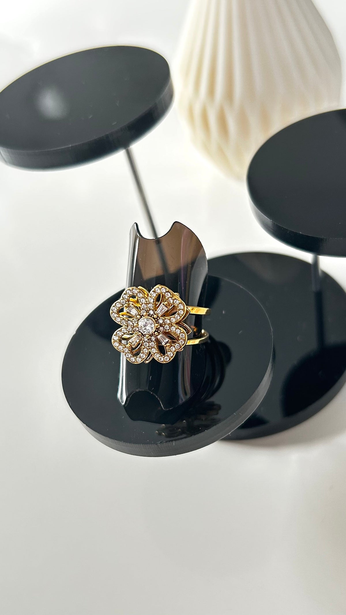 Bague Anti-Stress ESMÉE – Dorée Fleur Strass
