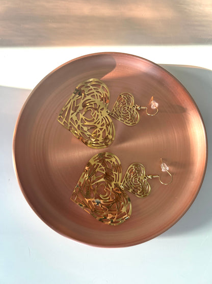 Boucles d'Oreilles Amantine - Cœurs Filigranés Dorés