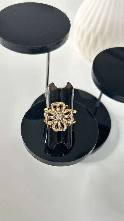 Bague Anti-Stress ESMÉE – Dorée Fleur Strass