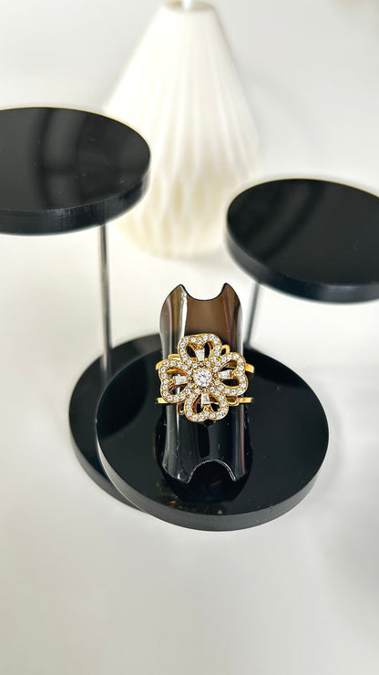 Bague Anti-Stress ESMÉE – Dorée Fleur Strass